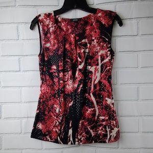 Alfani Sleeveless Shimmer Blouse Pleat Front xs